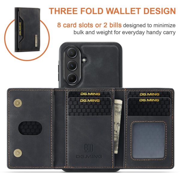 DG.MING M2 Series Samsung Galaxy A35 5G 3-Fold Wallet Card Θήκη Δερματίνης - Black