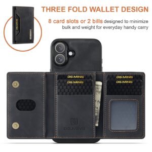 DG.MING iPhone 16 M2 Series 3-Fold Wallet Card Θήκη Δερματίνης - Black