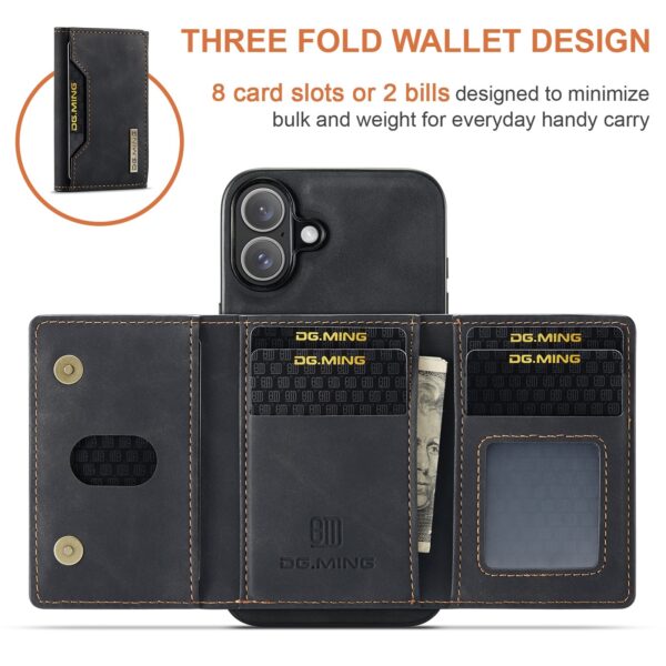 DG.MING iPhone 16 M2 Series 3-Fold Wallet Card Θήκη Δερματίνης - Black