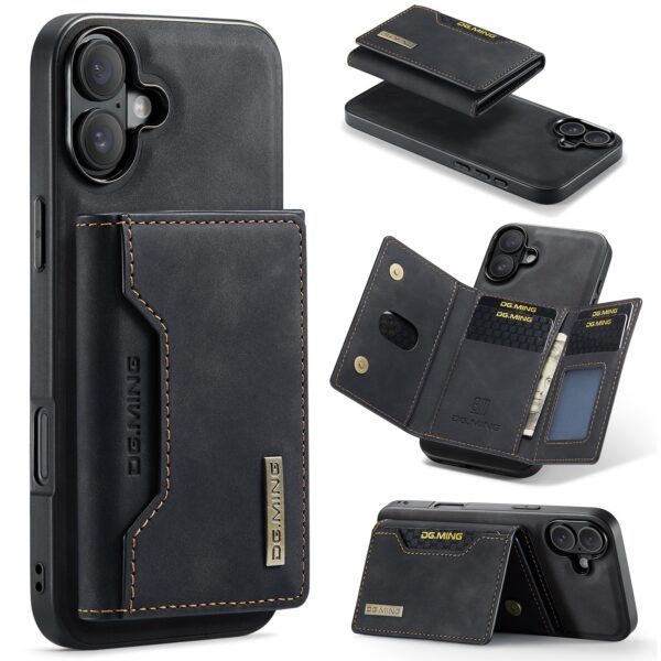 DG.MING iPhone 16 M2 Series 3-Fold Wallet Card Θήκη Δερματίνης - Black