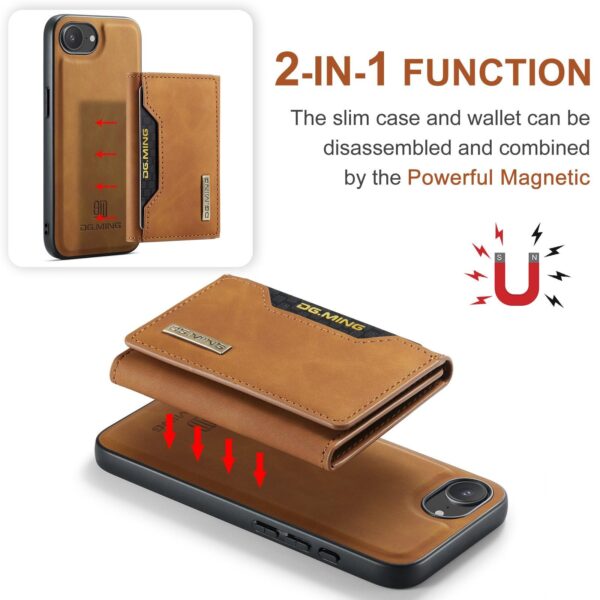 DG.MING M2 Series iPhone 16e 3-Fold Wallet Card Θήκη Δερματίνης - Brown