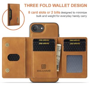 DG.MING M2 Series iPhone 16e 3-Fold Wallet Card Θήκη Δερματίνης - Brown