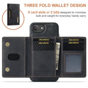 DG.MING M2 Series iPhone 16e 3-Fold Wallet Card Θήκη Δερματίνης - Black