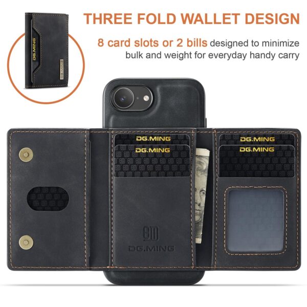 DG.MING M2 Series iPhone 16e 3-Fold Wallet Card Θήκη Δερματίνης - Black