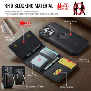 DG.MING M5 Series iPhone 16 Pro Zip RFID Multi - Card Detachable Θήκη Δερματίνης - Black