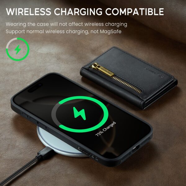 DG.MING M5 Series iPhone 16 Pro Zip RFID Multi - Card Detachable Θήκη Δερματίνης - Black