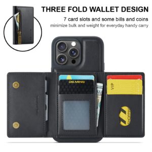 DG.MING M5 Series iPhone 16 Pro Zip RFID Multi - Card Detachable Θήκη Δερματίνης - Black