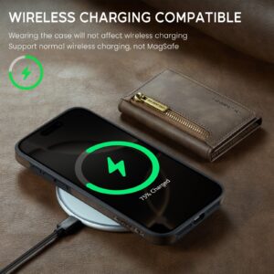 DG.MING M5 Series iPhone 16 Pro Zip RFID Multi - Card Detachable Θήκη Δερματίνης - Dark Brown