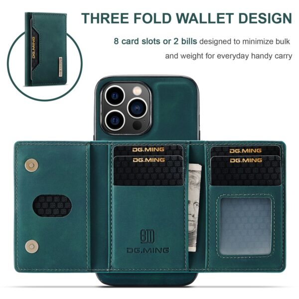 DG.MING M2 Series iPhone 15 Pro 3-Fold Wallet Card Θήκη Δερματίνης - Green