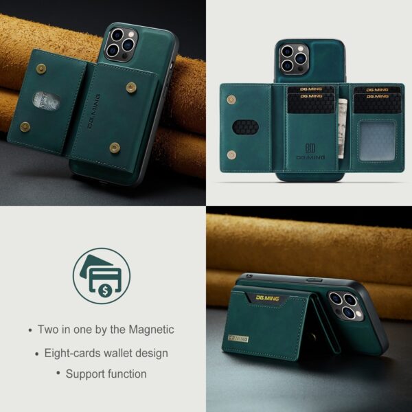 DG.MING M2 Series iPhone 15 Pro 3-Fold Wallet Card Θήκη Δερματίνης - Green