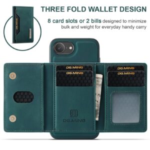 DG.MING M2 Series iPhone 16e 3-Fold Wallet Card Θήκη Δερματίνης - Green