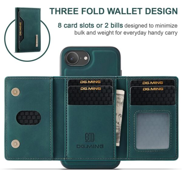 DG.MING M2 Series iPhone 16e 3-Fold Wallet Card Θήκη Δερματίνης - Green