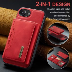 DG.MING M2 Series iPhone 16e 3-Fold Wallet Card Θήκη Δερματίνης - Red