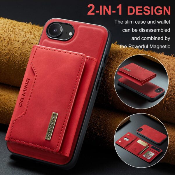 DG.MING M2 Series iPhone 16e 3-Fold Wallet Card Θήκη Δερματίνης - Red