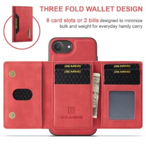 DG.MING M2 Series iPhone 16e 3-Fold Wallet Card Θήκη Δερματίνης - Red