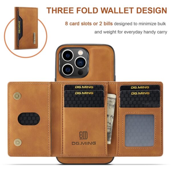 DG.MING M2 Series iPhone 15 Pro 3-Fold Wallet Card Θήκη Δερματίνης - Brown