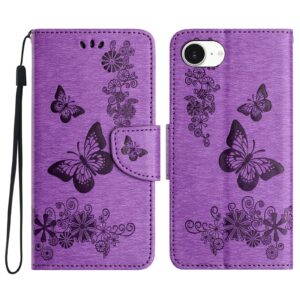 Tel1 iPhone 16e Butterfly Flowers Θήκη Βιβλίο - Purple