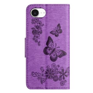 Tel1 iPhone 16e Butterfly Flowers Θήκη Βιβλίο - Purple