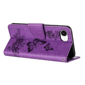 Tel1 iPhone 16e Butterfly Flowers Θήκη Βιβλίο - Purple