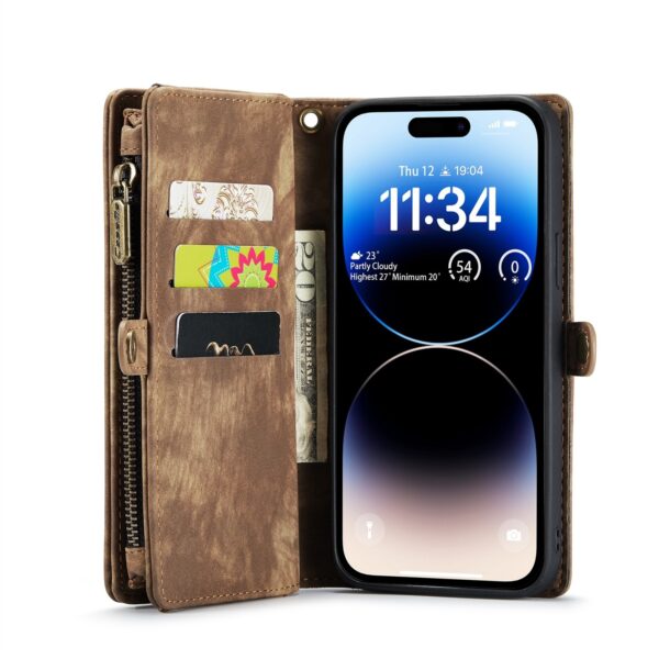 CaseMe 008 iPhone 15 Pro Max Detachable Multifunctional Θήκη Βιβλίο - Brown