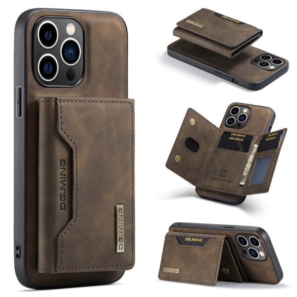 DG.MING M2 Series iPhone 15 Pro Max 3-Fold Wallet Card Θήκη Δερματίνης - Dark Brown