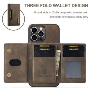 DG.MING M2 Series iPhone 15 Pro Max 3-Fold Wallet Card Θήκη Δερματίνης - Dark Brown
