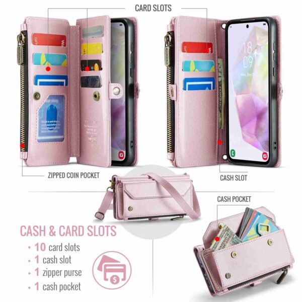 CaseMe 008 Samsung A35 5G Detachable Multifunctional Θήκη Βιβλίο - Pink