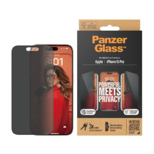 iPhone 15 Pro Max Προστασία Οθόνης Φιμέ Panzer Glass® Ultra-Wide Fit Privacy Full Glue Tempered Glass