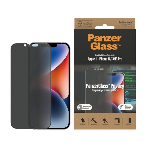 iPhone 14 Pro Προστασία Οθόνης Φιμέ Panzer Glass™ Privacy Full Face Tempered Glass