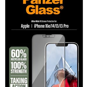 iPhone 14 / 13 / 13 Pro / 16e Προστασία Οθόνης με Μαύρο Περίγραμμα Panzer Glass® Full Face Tempered Glass