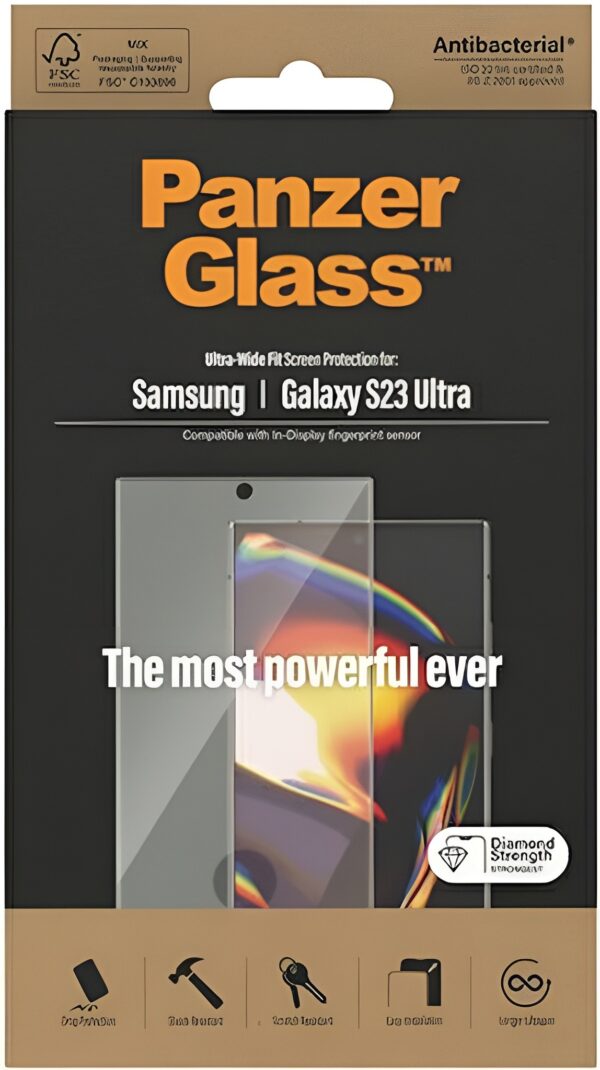 Samsung Galaxy S23 Ultra 5G Προστασία Οθόνης με Μαύρο Περίγραμμα Panzer Glass® Full Glue Tempered Glass