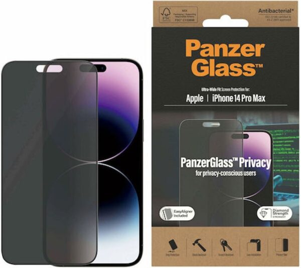 iPhone 14 Pro Max Προστασία Οθόνης Φιμέ Panzer Glass™ Privacy Full Face Tempered Glass