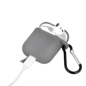 AirPods 2 Θήκη Σιλικόνης Protective Silicone Case with Hook - Grey