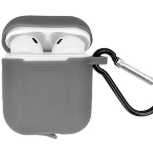 AirPods 2 Θήκη Σιλικόνης Protective Silicone Case with Hook - Grey