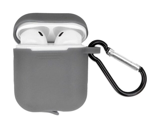AirPods 2 Θήκη Σιλικόνης Protective Silicone Case with Hook - Grey