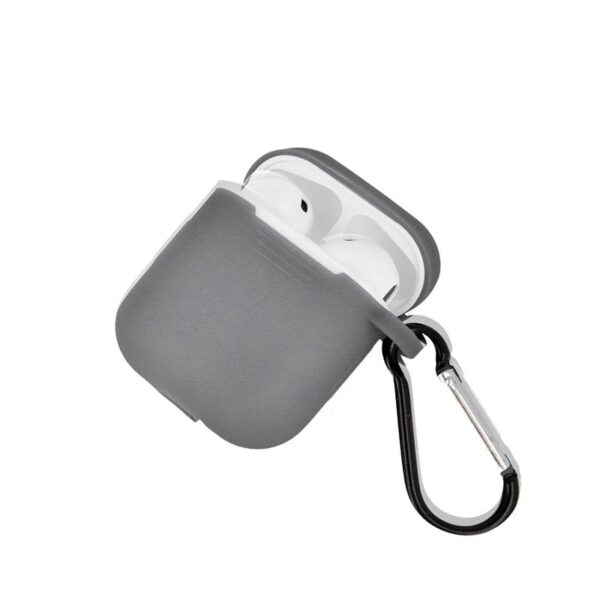 AirPods 2 Θήκη Σιλικόνης Protective Silicone Case with Hook - Grey