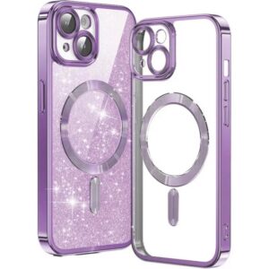 Techsuit iPhone 15 MagSafe Luxury Glitter Θήκη με Πλαίσιο Σιλικόνης Διάφανη - Light Purple