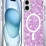 Techsuit iPhone 16 MagSafe Sparkly Glitter Θήκη με Πλαίσιο Σιλικόνης - Magenta