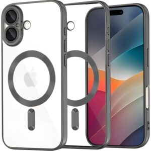 Techsuit iPhone 17 MagSafe Luxury Crystal Θήκη με Πλαίσιο Σιλικόνης Διάφανη - Black