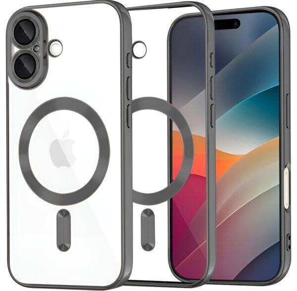 Techsuit iPhone 17 MagSafe Luxury Crystal Θήκη με Πλαίσιο Σιλικόνης Διάφανη - Black