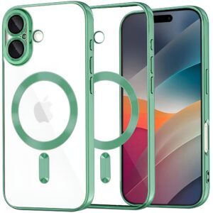 Techsuit iPhone 17 MagSafe Luxury Crystal Θήκη με Πλαίσιο Σιλικόνης Διάφανη - Light Green