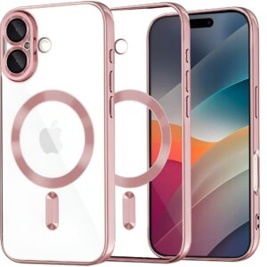 Techsuit iPhone 17 MagSafe Luxury Crystal Θήκη με Πλαίσιο Σιλικόνης Διάφανη - Pink