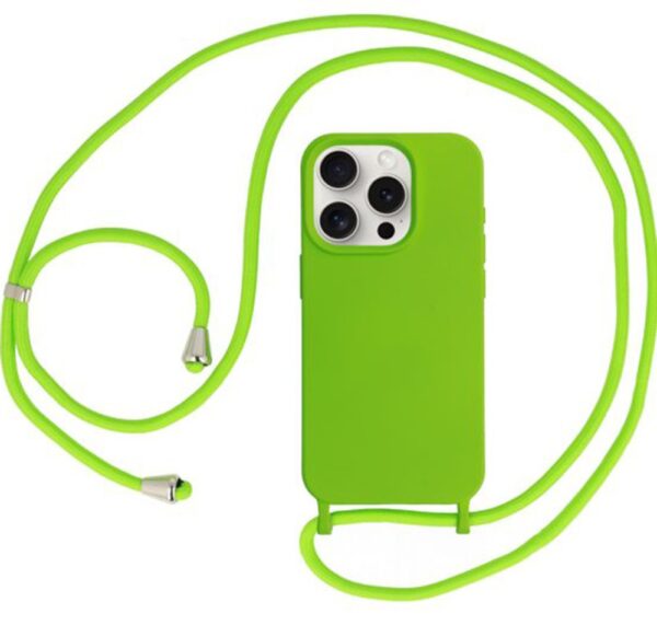 Forcell iPhone 12 Pro Max Soft Touch Cover With Neck Strap Θήκη Σιλικόνης - Light Green