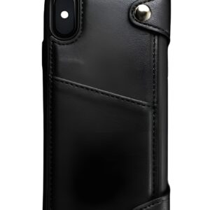 Tel1 iPhone x/xs 2 in 1 Detachable Card Slots Θήκη Βιβλίο - Black
