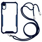 Forcell iPhone X / XS Θήκη Με Πλαίσιο Σιλικόνης Και Λουράκι Διάφανη - Navy Blue