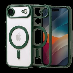 Techsuit iPhone 17 Air MagSafe Luxury Crystal Θήκη με Πλαίσιο Σιλικόνης Διάφανη - Deep Green