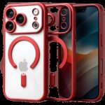 Techsuit iPhone 17 Pro MagSafe Luxury Crystal Θήκη με Πλαίσιο Σιλικόνης Διάφανη - Red