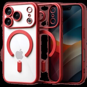 Techsuit iPhone 17 Pro MagSafe Luxury Crystal Θήκη με Πλαίσιο Σιλικόνης Διάφανη - Red