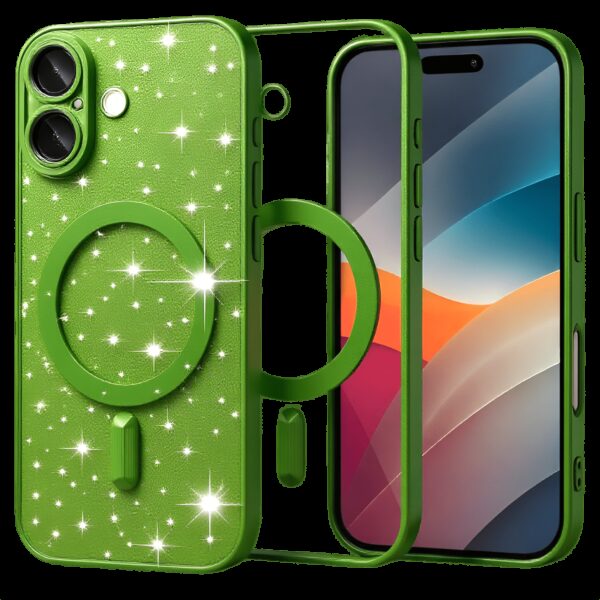 Techsuit iPhone 17 MagSafe Luxury Glitter Θήκη με Πλαίσιο Σιλικόνης Διάφανη - Deep Green