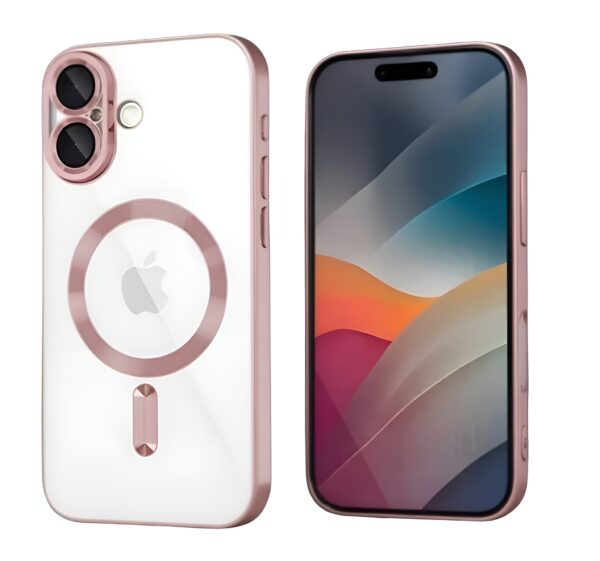 Techsuit iPhone 17 MagSafe Luxury Crystal Θήκη με Πλαίσιο Σιλικόνης Διάφανη - Pink